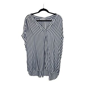 Workshop Republic Clothing Navy and White Striped Top